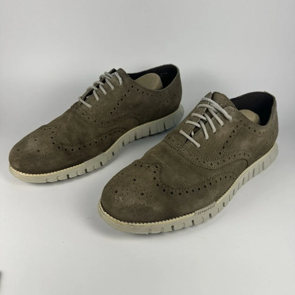 Cole Haan ZERØGRAND Remastered Wingtip Oxford Truffle Suede Men's 10.5M